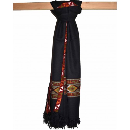 Shawl-BC 38 B 100% Handloom Merino Wool 2/48 Black 
